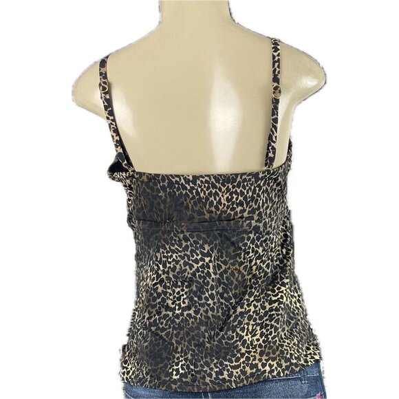 Swimsuits For All 14 Animal Print Caged V- Neckline Ruched Sides Swim Tankini - Picture 4 of 6